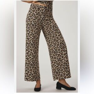 Maeve By Anthropologie The Ettie Crop Wide Leg Leopard Brocade Pants Size 28 NWT